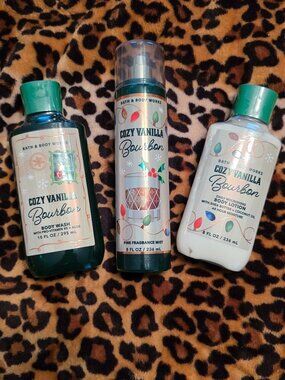 Bath & Body Works Cozy Vanilla Bourbon 3 Piece Set